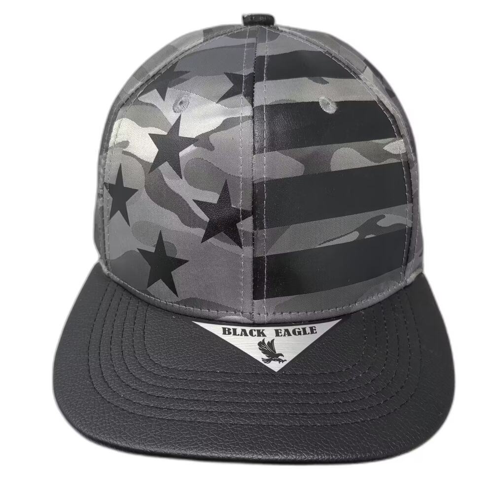 Black Eagle Snapback Hat Gray Black American Flag Camo Flat Brim OS Adjustable